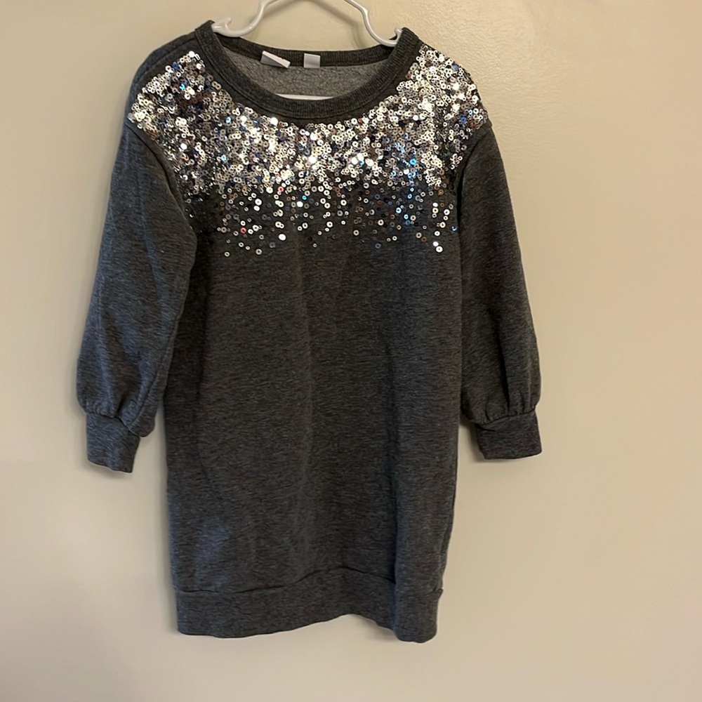 Gap Kods Sweatshirt dress with silver sequins, size XS